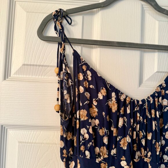 Natural Life Golden Eye Wide-Leg Jumpsuit- Navy Tan Floral Medium - Picture 5 of 6